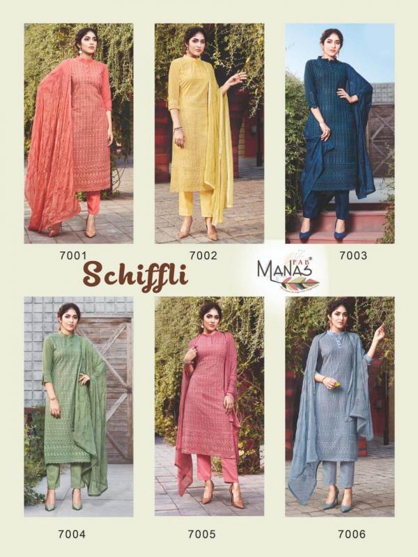 Manas Schiffli Georgette Schiffli Work Readymade Salwar